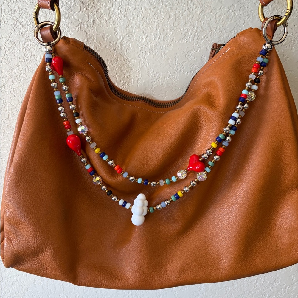 Anthropologie Hearts & Cloud Beaded Bag Chain Charm - Picture 4 of 6